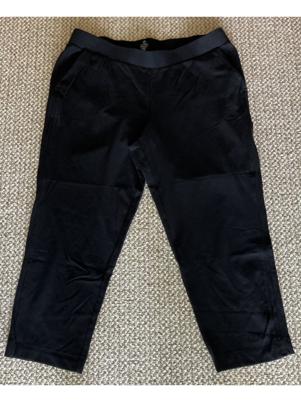T  by Talbots Straight Ankle Pant Black Womens 2X Elastic Waist Pull On